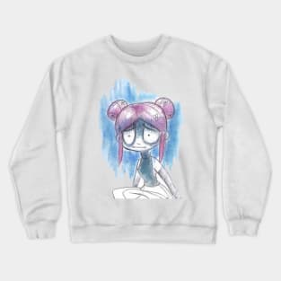 Anxious Girl with Space Buns Crewneck Sweatshirt